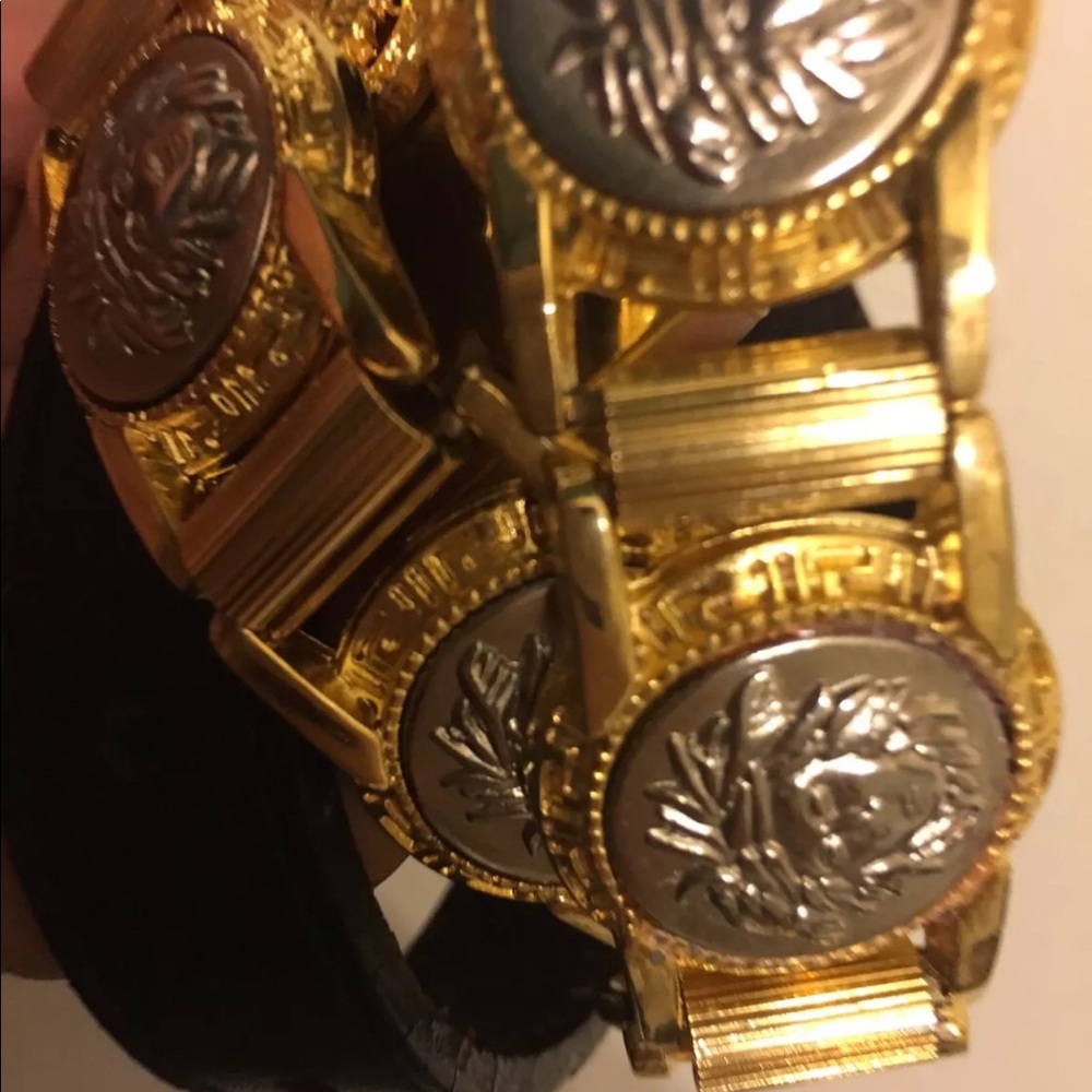 Versace belt pre pass gold silver leather 26-28 - Picture 1 of 7